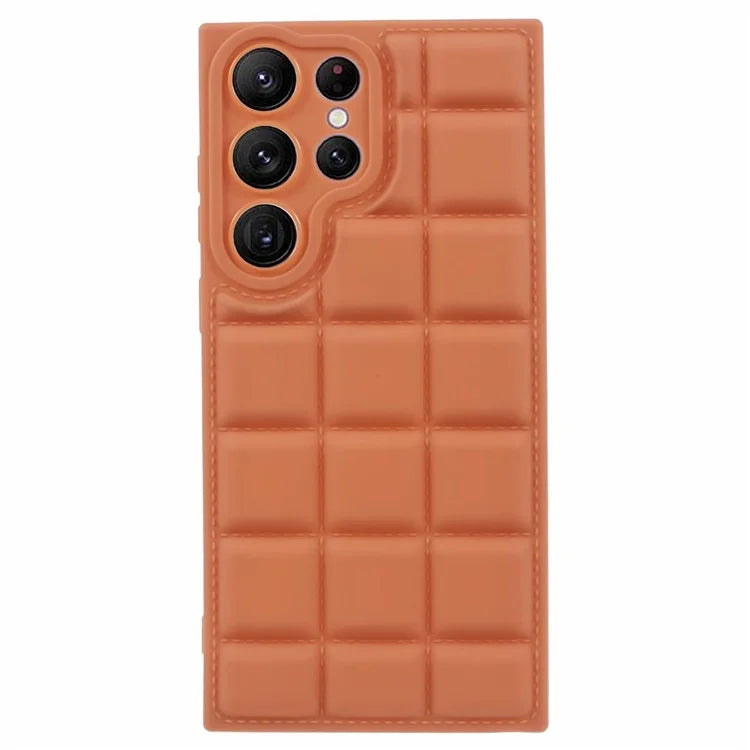 For Samsung Galaxy S24 Ultra Case Grid Down Jacket Texture Smart Phone Cover