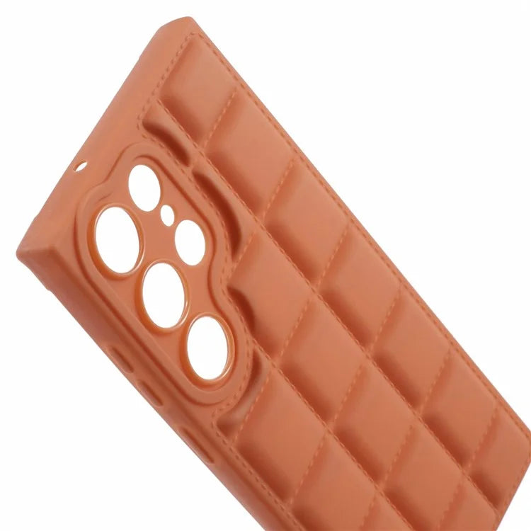 For Samsung Galaxy S24 Ultra Case Grid Down Jacket Texture Smart Phone Cover