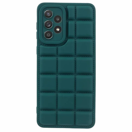 For Samsung Galaxy A23 4G / A23 5G (Global Version) Cell Phone Case Grid Down Jacket Texture TPU Coverish Green