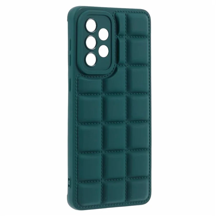 For Samsung Galaxy A23 4G / A23 5G (Global Version) Cell Phone Case Grid Down Jacket Texture TPU Coverish Green