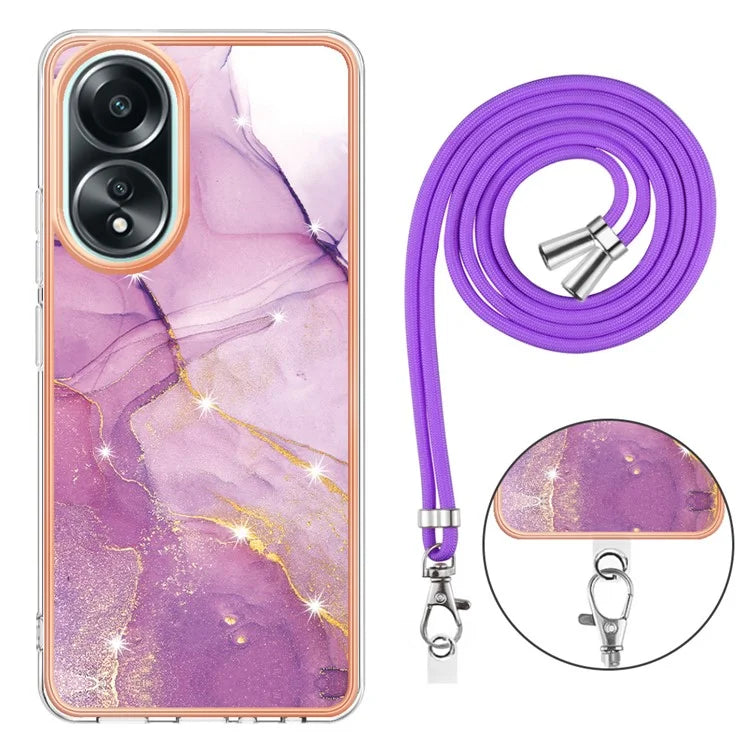 YB IMD Series-9 For Oppo A58 4G Phone Cover Electroplating Marble Pattern IMD TPU Case