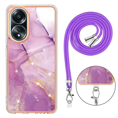YB IMD Series-9 For Oppo A58 4G Phone Cover Electroplating Marble Pattern IMD TPU Case