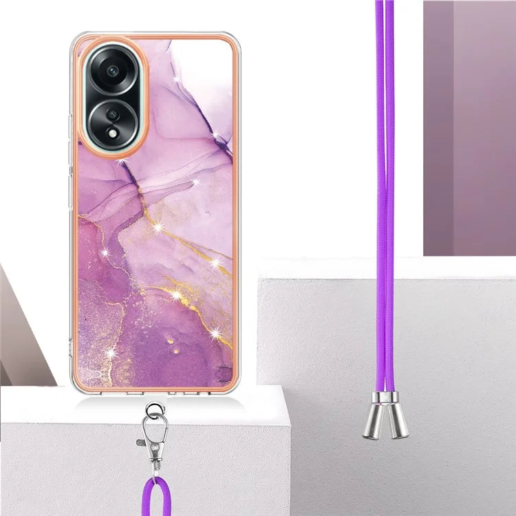 YB IMD Series-9 For Oppo A58 4G Phone Cover Electroplating Marble Pattern IMD TPU Case