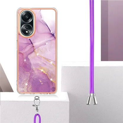 YB IMD Series-9 For Oppo A58 4G Phone Cover Electroplating Marble Pattern IMD TPU Case