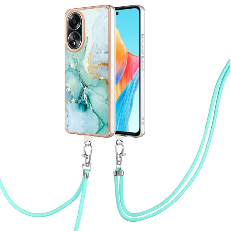 YB IMD Series-9 For Oppo A58 4G Phone Cover Electroplating Marble Pattern IMD TPU Case