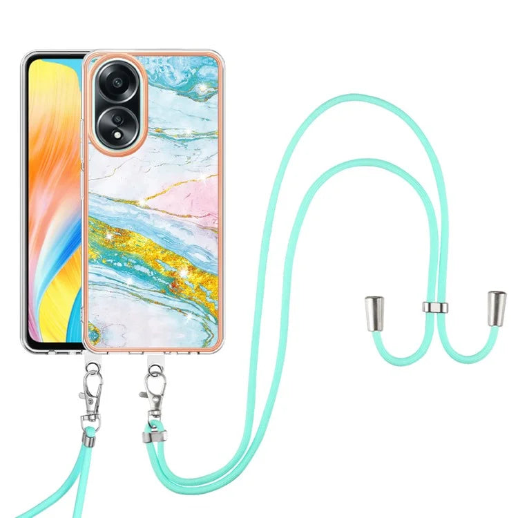 YB IMD Series-9 For Oppo A58 4G Phone Cover Electroplating Marble Pattern IMD TPU Case