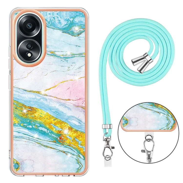 YB IMD Series-9 For Oppo A58 4G Phone Cover Electroplating Marble Pattern IMD TPU Case