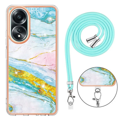 YB IMD Series-9 For Oppo A58 4G Phone Cover Electroplating Marble Pattern IMD TPU Case