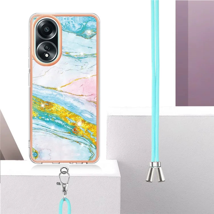 YB IMD Series-9 For Oppo A58 4G Phone Cover Electroplating Marble Pattern IMD TPU Case