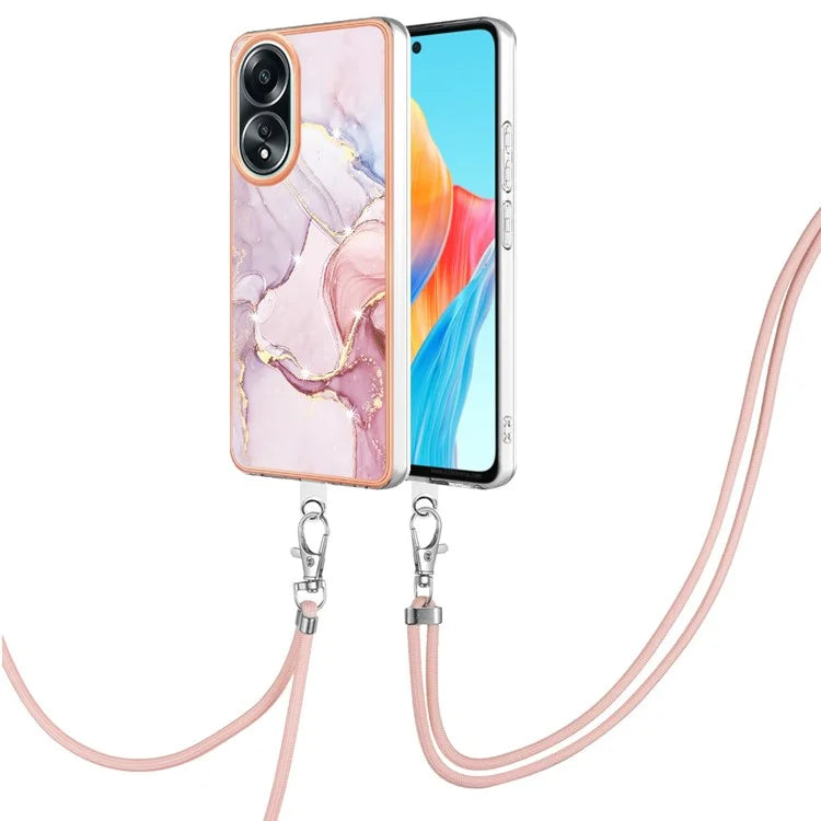 YB IMD Series-9 For Oppo A58 4G Phone Cover Electroplating Marble Pattern IMD TPU Case