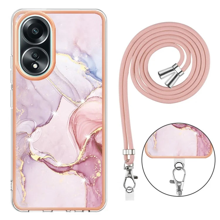 YB IMD Series-9 For Oppo A58 4G Phone Cover Electroplating Marble Pattern IMD TPU Case