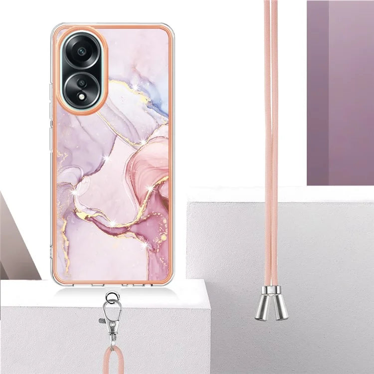 YB IMD Series-9 For Oppo A58 4G Phone Cover Electroplating Marble Pattern IMD TPU Case