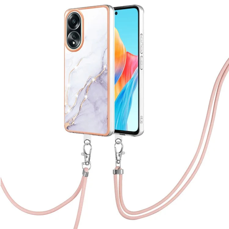 YB IMD Series-9 For Oppo A58 4G Phone Cover Electroplating Marble Pattern IMD TPU Case