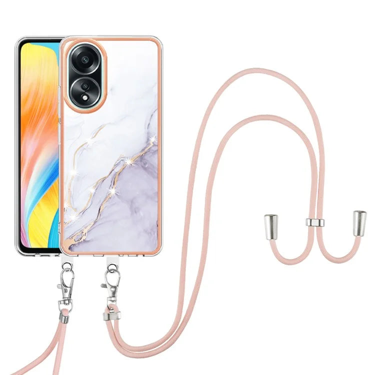 YB IMD Series-9 For Oppo A58 4G Phone Cover Electroplating Marble Pattern IMD TPU Case