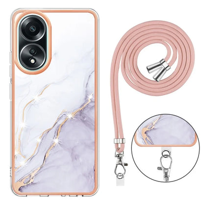 YB IMD Series-9 For Oppo A58 4G Phone Cover Electroplating Marble Pattern IMD TPU Case