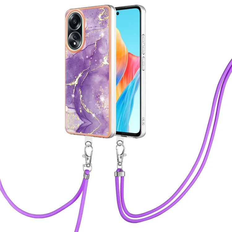 YB IMD Series-9 For Oppo A58 4G Phone Cover Electroplating Marble Pattern IMD TPU Case