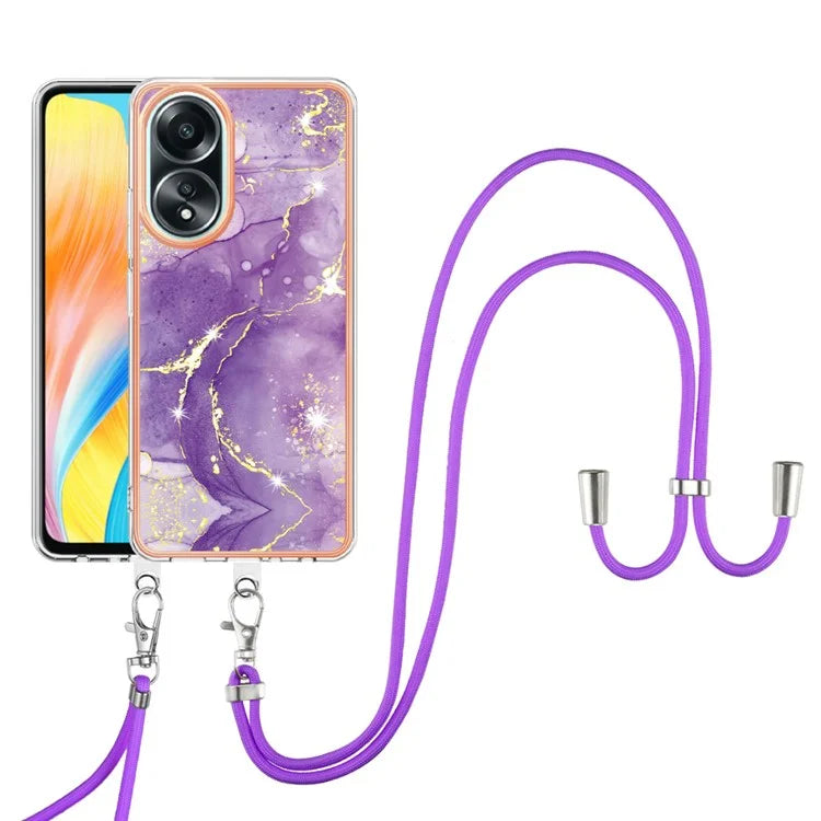 YB IMD Series-9 For Oppo A58 4G Phone Cover Electroplating Marble Pattern IMD TPU Case