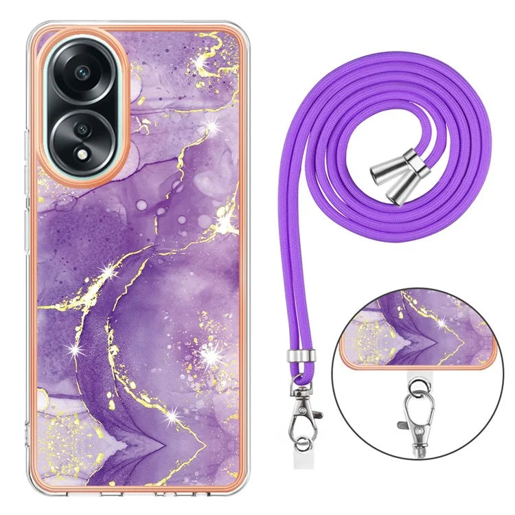 YB IMD Series-9 For Oppo A58 4G Phone Cover Electroplating Marble Pattern IMD TPU Case