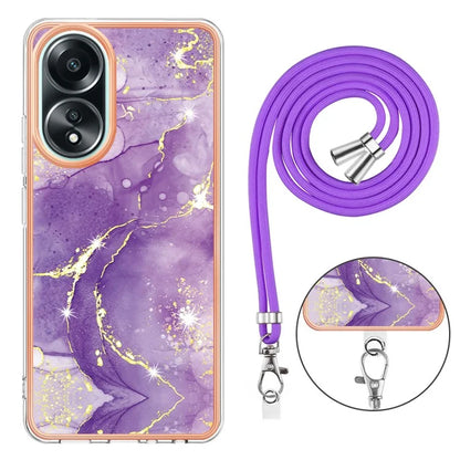 YB IMD Series-9 For Oppo A58 4G Phone Cover Electroplating Marble Pattern IMD TPU Case