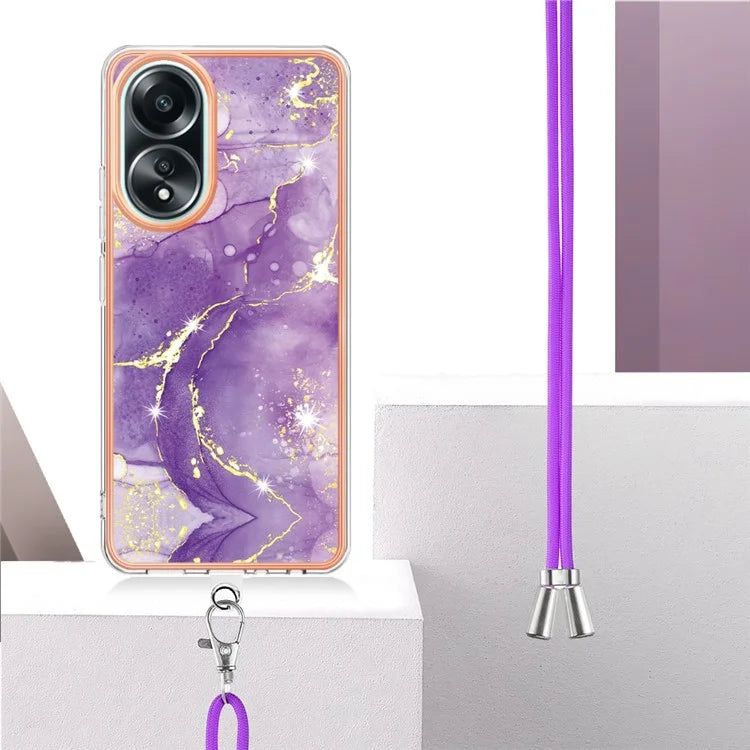 YB IMD Series-9 For Oppo A58 4G Phone Cover Electroplating Marble Pattern IMD TPU Case