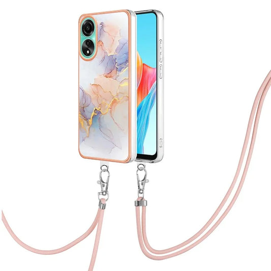 YB IMD Series-4 For Oppo A78 4G TPU Case Marble Flower Pattern Phone Cover