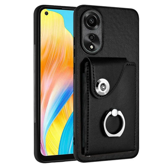 YB Leather Coating Series-7 for Oppo A78 4G Case Anti-scratch Kickstand Phone Cover