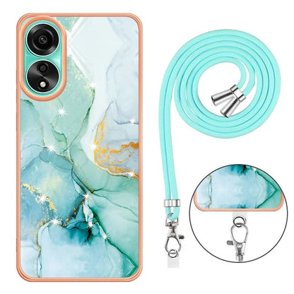 YB IMD Series-9 For Oppo A78 4G Phone Cover Marble Pattern Electroplating Case with Lanyard