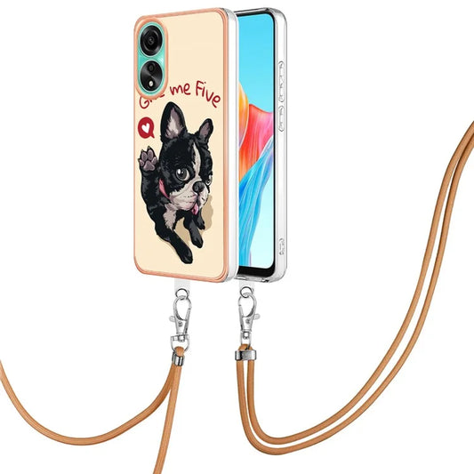YB IMD Series-21 Style-D for Oppo A78 4G Phone Case 2.0mm TPU Shockproof Cover with Lanyard