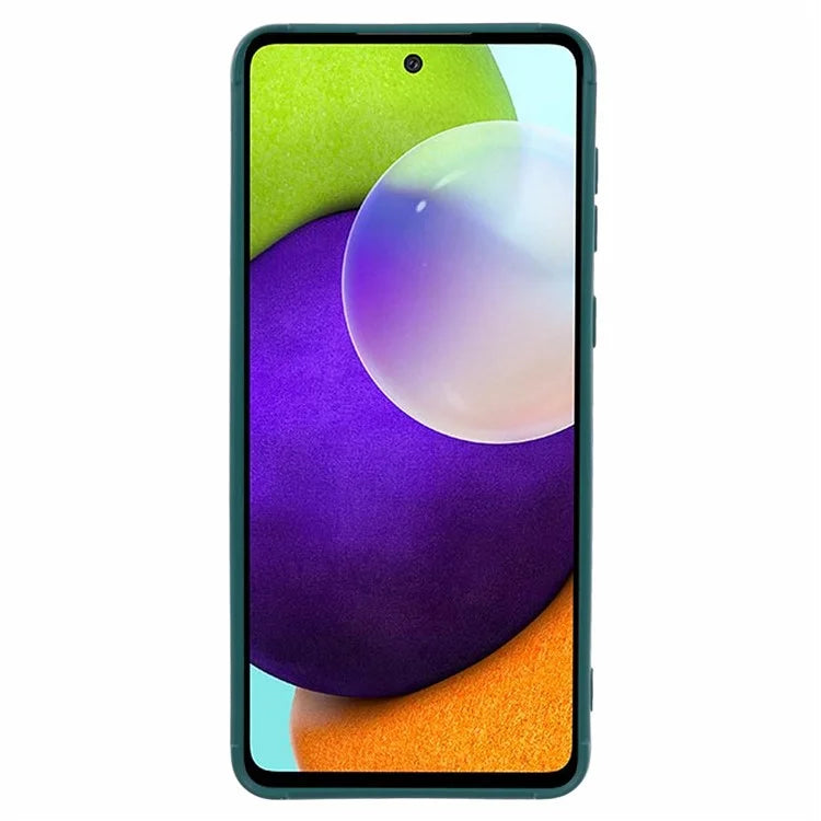 For Samsung Galaxy A72 4G / 5G TPU Cell Phone Case Grid Down Jacket Texture Back Coverish Green