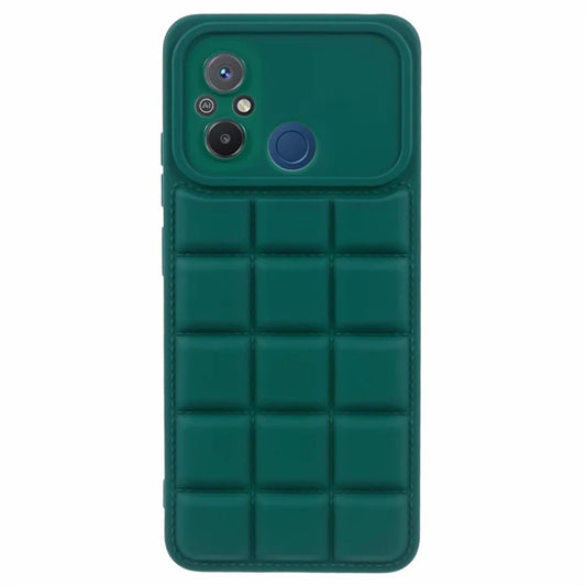 For Xiaomi Redmi 12C 4G / Redmi 11A 4G / Poco C55 4G Slim Case Down Jacket Texture Soft TPU Cell Phone Coverish Green