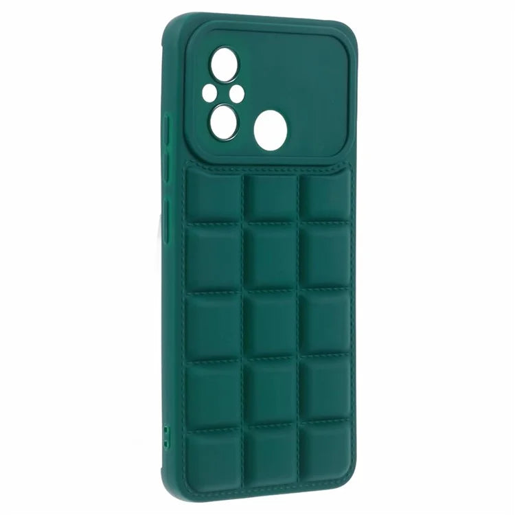 For Xiaomi Redmi 12C 4G / Redmi 11A 4G / Poco C55 4G Slim Case Down Jacket Texture Soft TPU Cell Phone Coverish Green