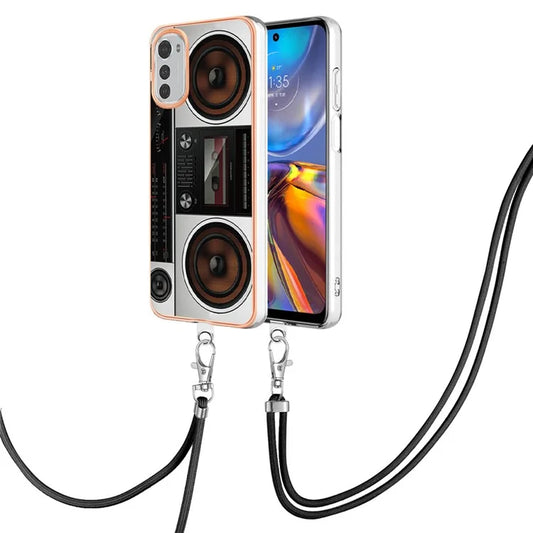 YB IMD Series-21 Style-D for Motorola Moto E32 4G Phone Case 2.0mm TPU Back Cover with Lanyard