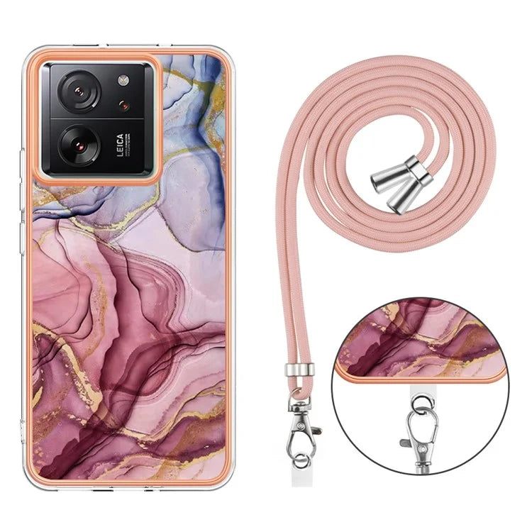 YB IMD Series-18 Style E for Xiaomi 13T / 13T Pro / Redmi K60 Ultra Phone Case Marble Pattern TPU Back Shell Gold