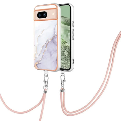 YB IMD Series-9 For Google Pixel 8a Case IMD Electroplating TPU Protective Shell with Lanyard