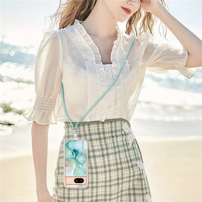 YB IMD Series-9 For Google Pixel 8a Case IMD Electroplating TPU Protective Shell with Lanyard