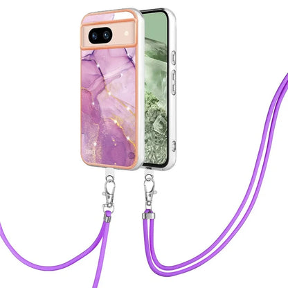 YB IMD Series-9 For Google Pixel 8a Case IMD Electroplating TPU Protective Shell with Lanyard