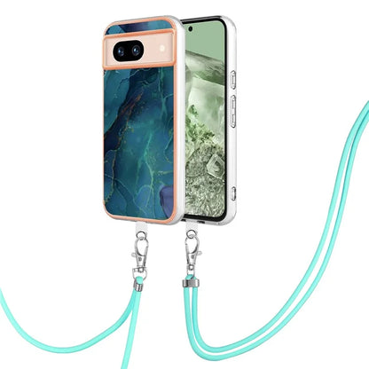 YB IMD Series-18 Style E for Google Pixel 8a Case Marble Pattern 2.0mm TPU Crossbody Protective Cover