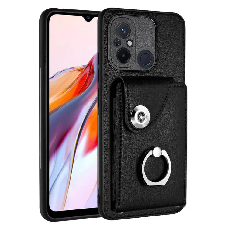 YB Leather Coating Series-7 for Xiaomi Redmi 12C 4G Magnetic Case Shockproof Finger Ring Phone Shell