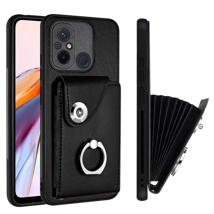 YB Leather Coating Series-7 for Xiaomi Redmi 12C 4G Magnetic Case Shockproof Finger Ring Phone Shell