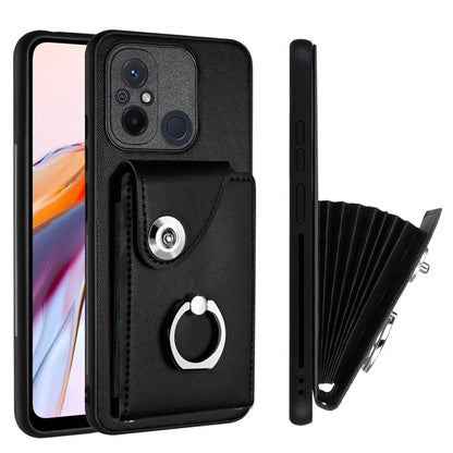 YB Leather Coating Series-7 for Xiaomi Redmi 12C 4G Magnetic Case Shockproof Finger Ring Phone Shell