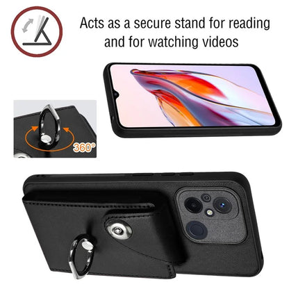 YB Leather Coating Series-7 for Xiaomi Redmi 12C 4G Magnetic Case Shockproof Finger Ring Phone Shell