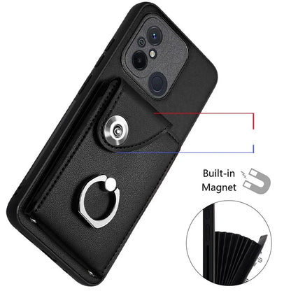 YB Leather Coating Series-7 for Xiaomi Redmi 12C 4G Magnetic Case Shockproof Finger Ring Phone Shell
