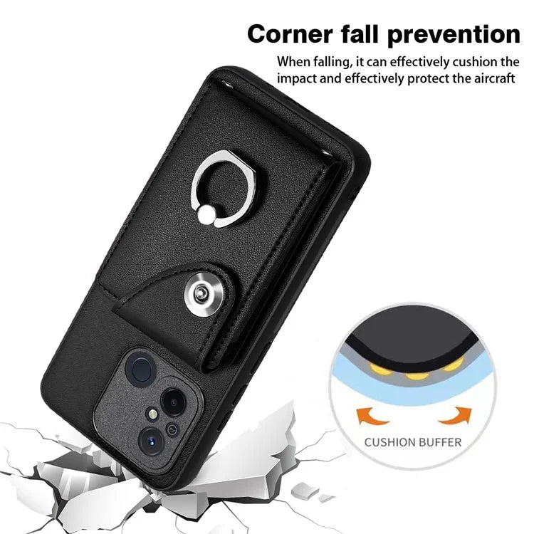 YB Leather Coating Series-7 for Xiaomi Redmi 12C 4G Magnetic Case Shockproof Finger Ring Phone Shell