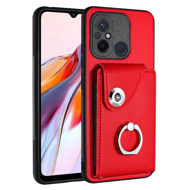 YB Leather Coating Series-7 for Xiaomi Redmi 12C 4G Magnetic Case Shockproof Finger Ring Phone Shell