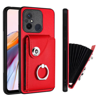 YB Leather Coating Series-7 for Xiaomi Redmi 12C 4G Magnetic Case Shockproof Finger Ring Phone Shell