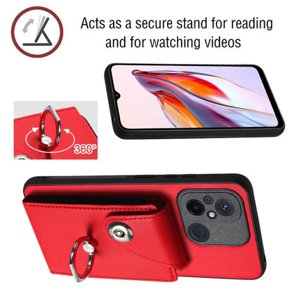 YB Leather Coating Series-7 for Xiaomi Redmi 12C 4G Magnetic Case Shockproof Finger Ring Phone Shell