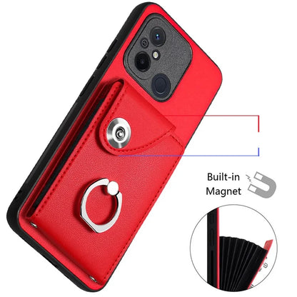 YB Leather Coating Series-7 for Xiaomi Redmi 12C 4G Magnetic Case Shockproof Finger Ring Phone Shell