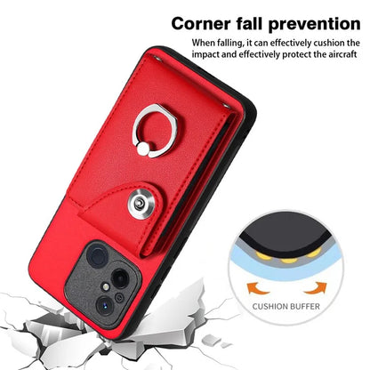 YB Leather Coating Series-7 for Xiaomi Redmi 12C 4G Magnetic Case Shockproof Finger Ring Phone Shell