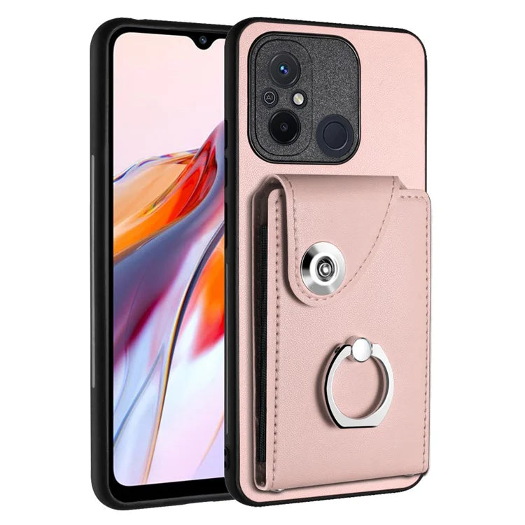 YB Leather Coating Series-7 for Xiaomi Redmi 12C 4G Magnetic Case Shockproof Finger Ring Phone Shell