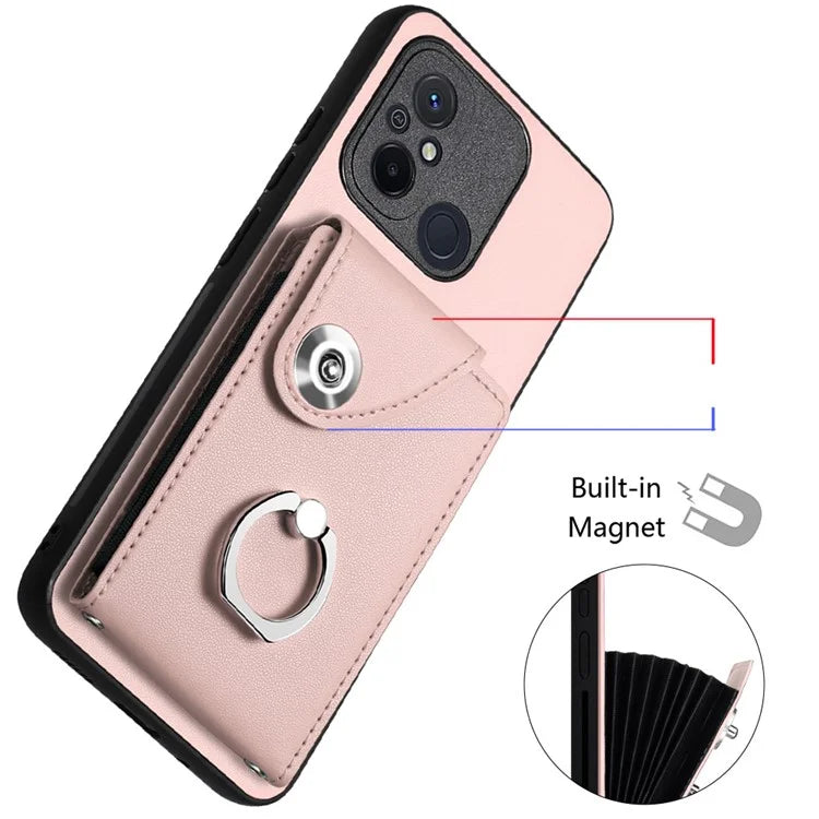 YB Leather Coating Series-7 for Xiaomi Redmi 12C 4G Magnetic Case Shockproof Finger Ring Phone Shell